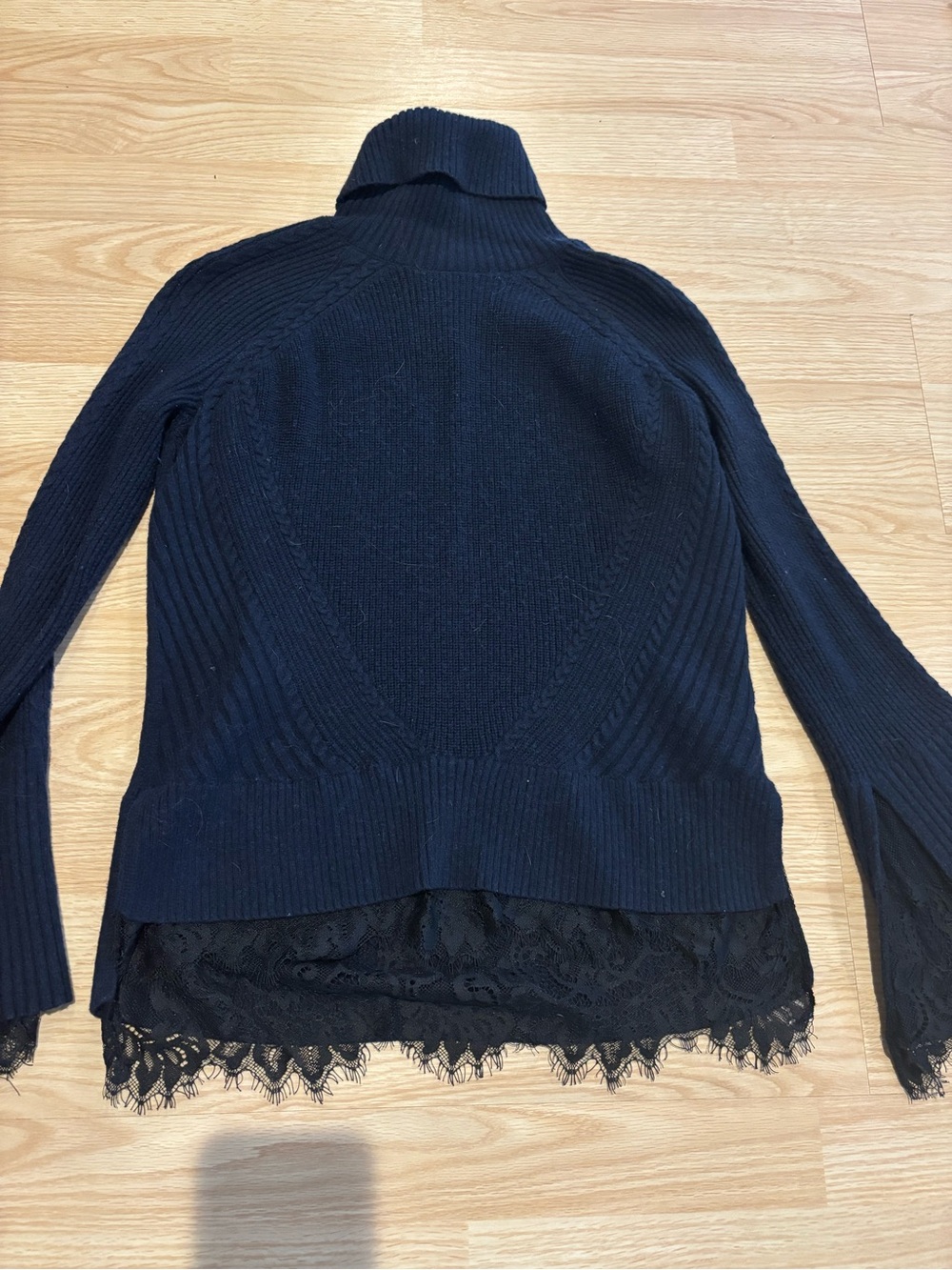 Banana Republic Black Turtleneck Sweater with Lace Hem